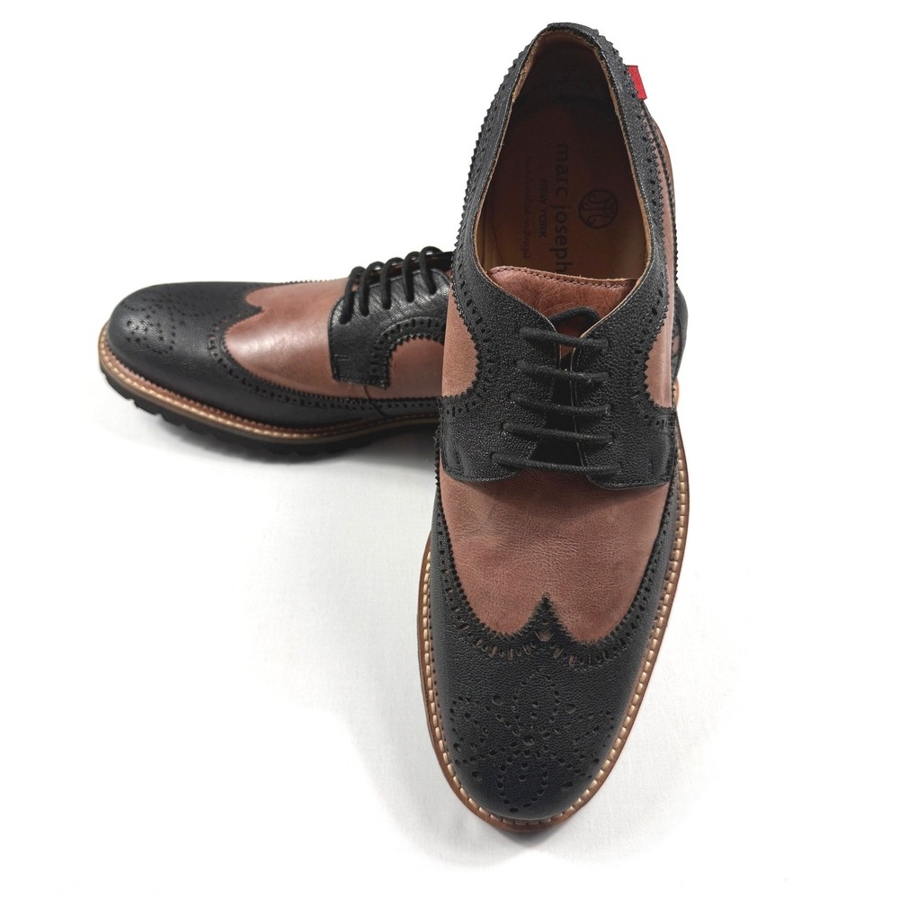 Marc Joseph New York Mens Black Brown Leather Wingtip Lug Sole Oxfords‎ 79018 9
